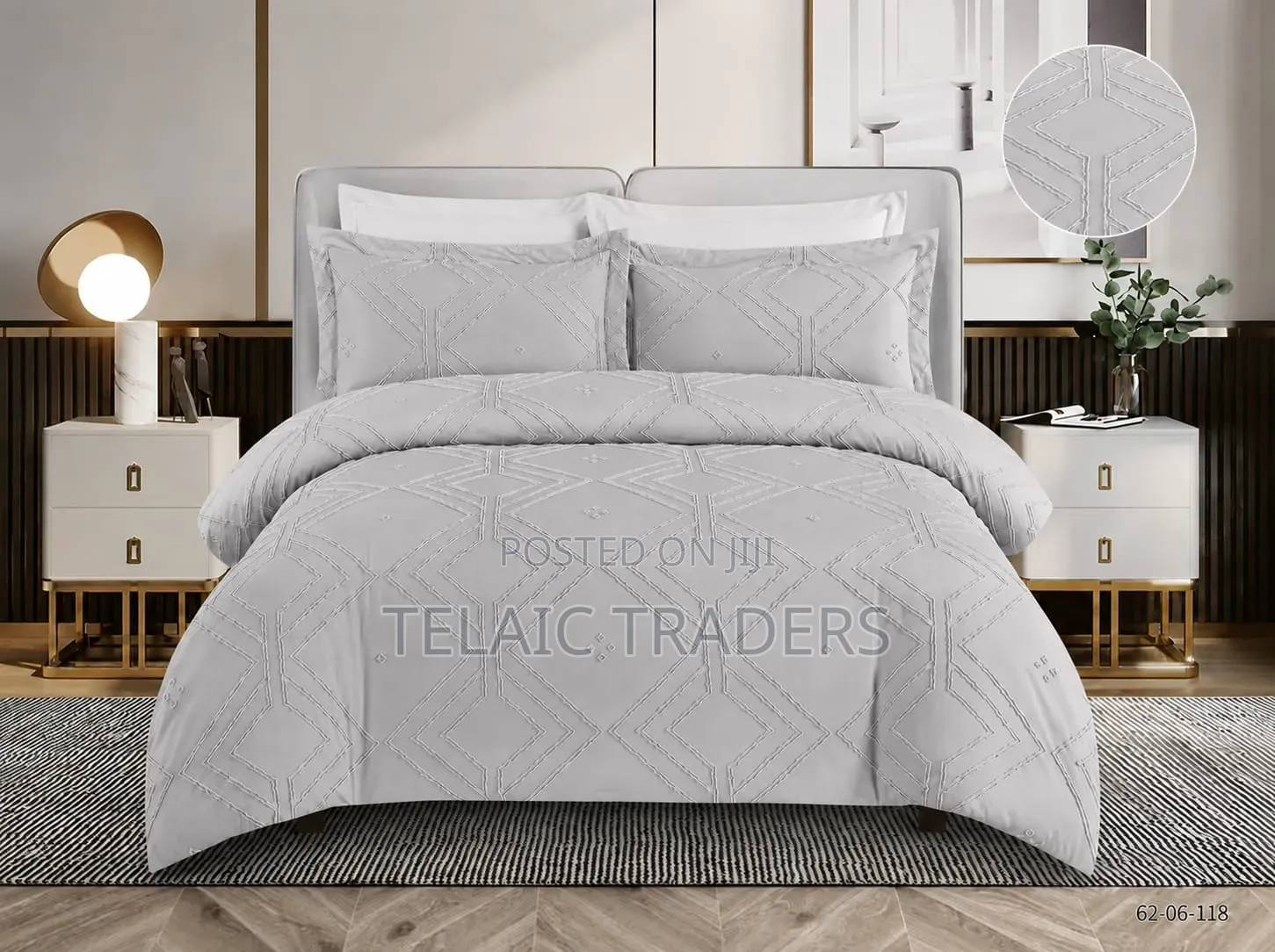 Luxury Tufted Wave Duvet Cover Set With Bedsheet