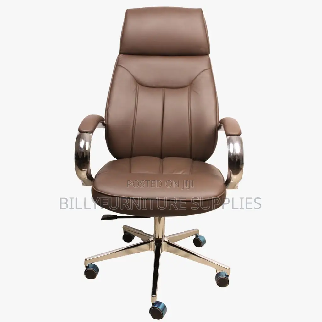 High Back Boss Leather Chair With Chrome Base