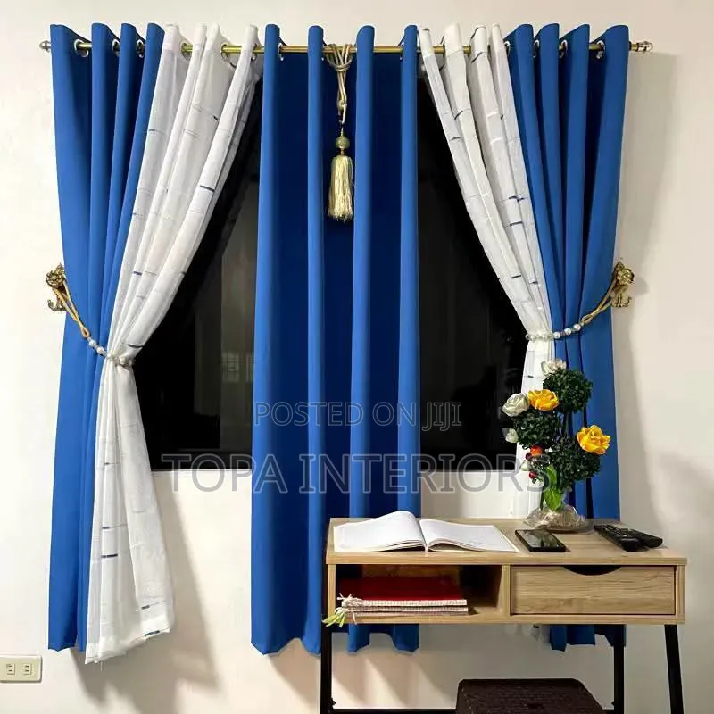 Polyester Curtains With White Sheers Made to Size