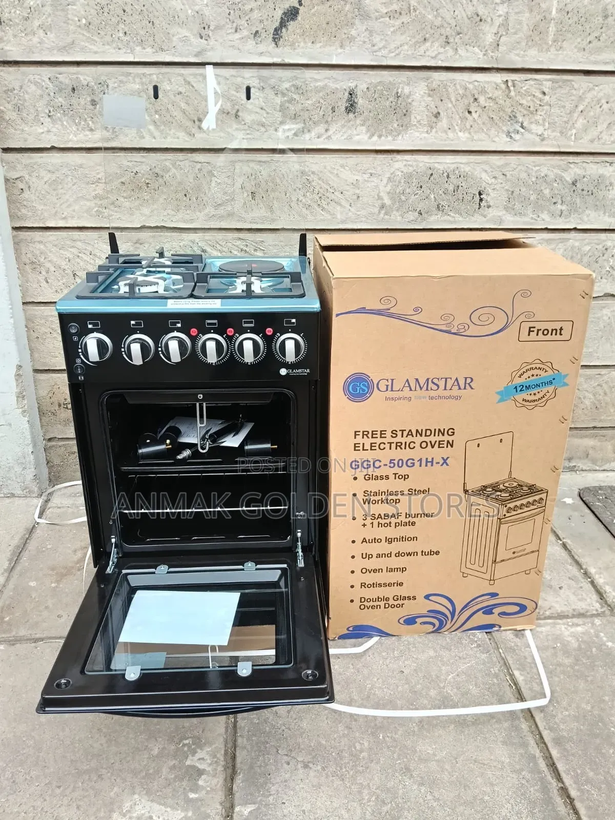 Glamstar Black 50×55 Standing 3+1 Cooker at 