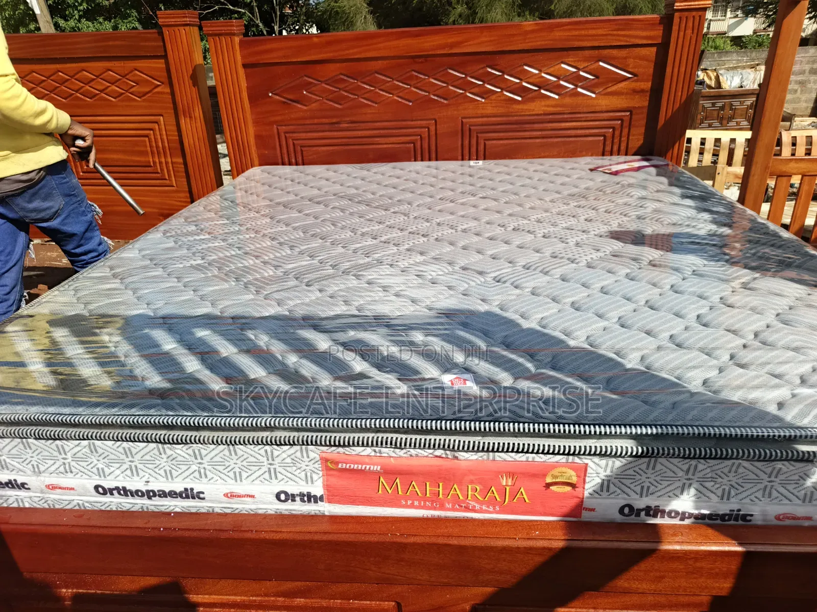 Mahogany King Size With Spring Mattress
