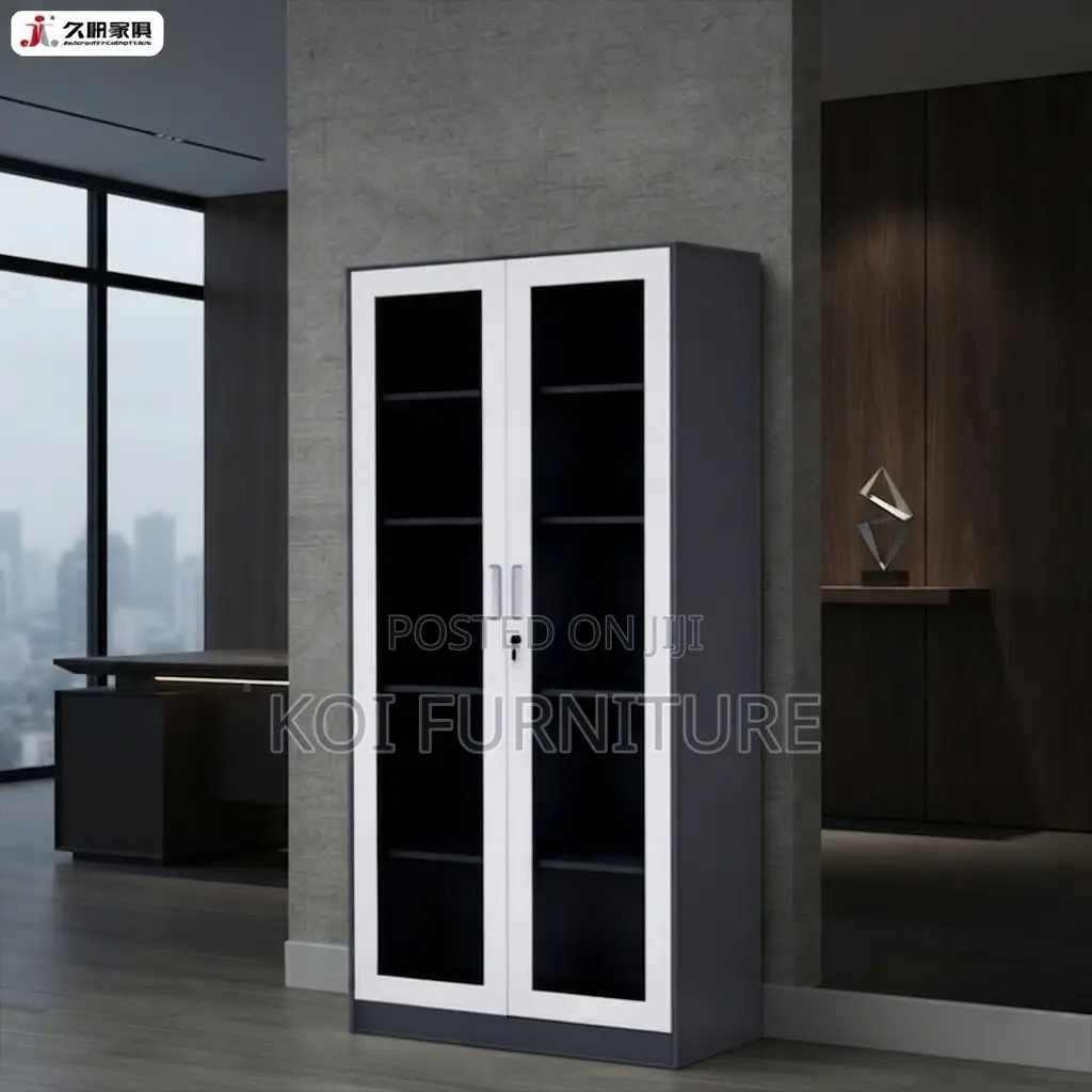 Office Cabinet; Five Adjustable Shelves Gray Office Modern Cabinet