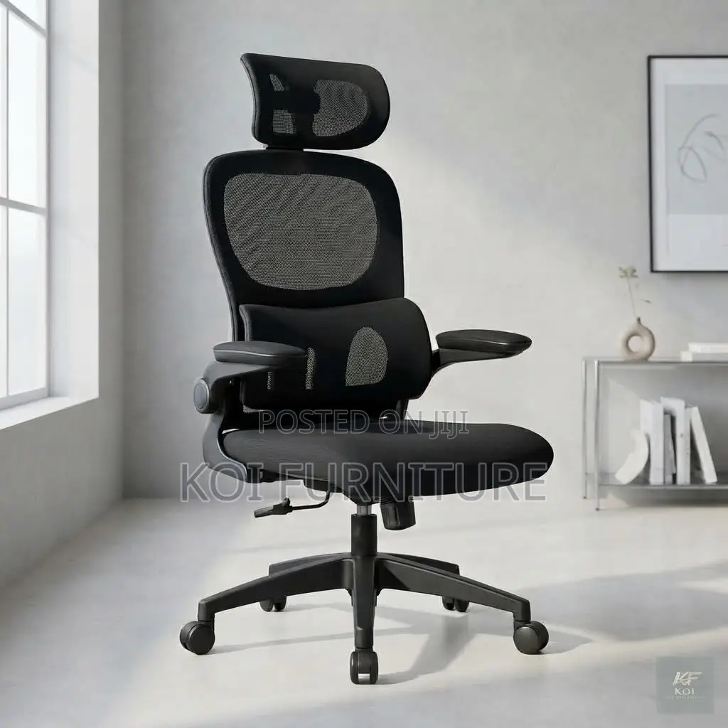 Office Chairs; Orthopedic High Back Office Chair With Flip Up Arm