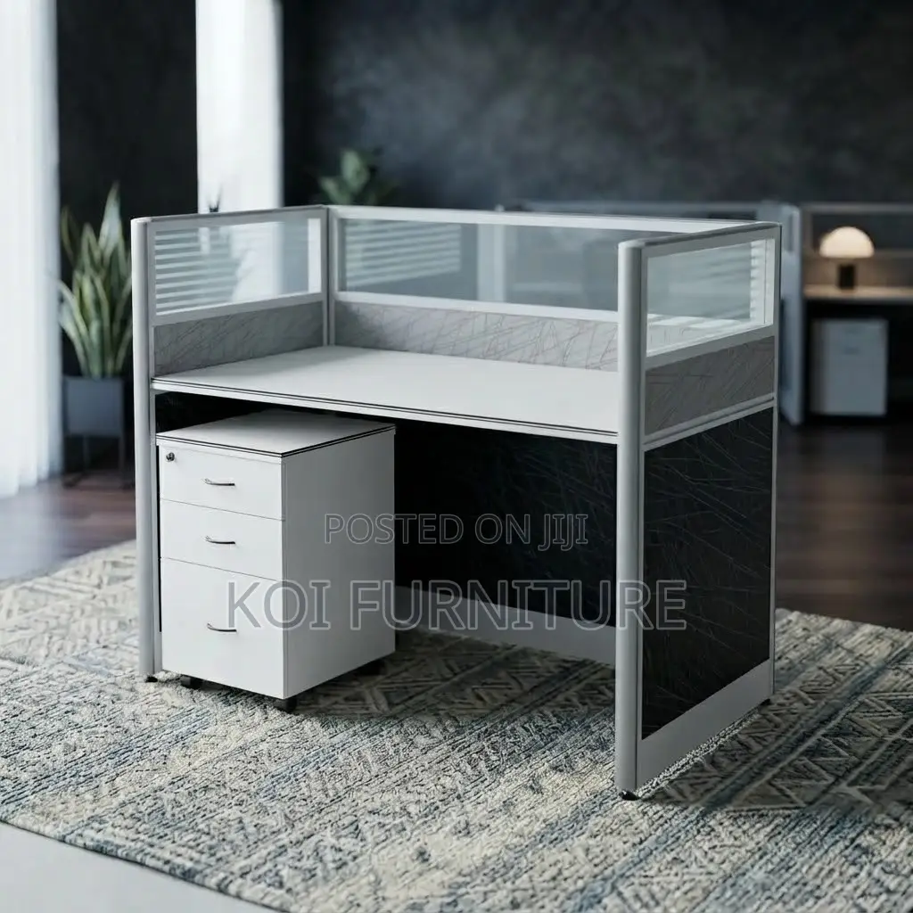 Office Workstation; Blue and Brown One User Office Workstation