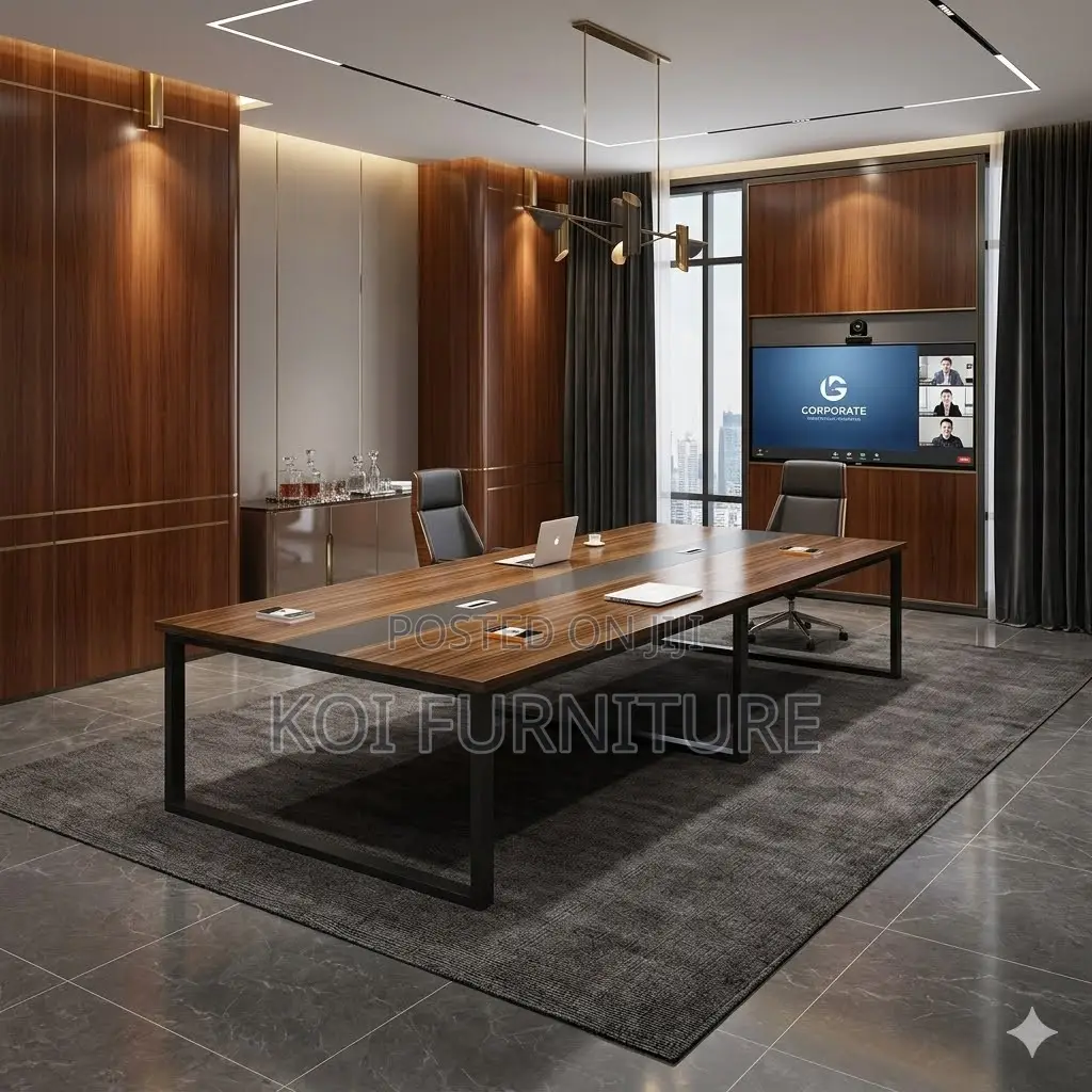 Boardroom Table; 240CM Long Wooden Polished Boardroom Table