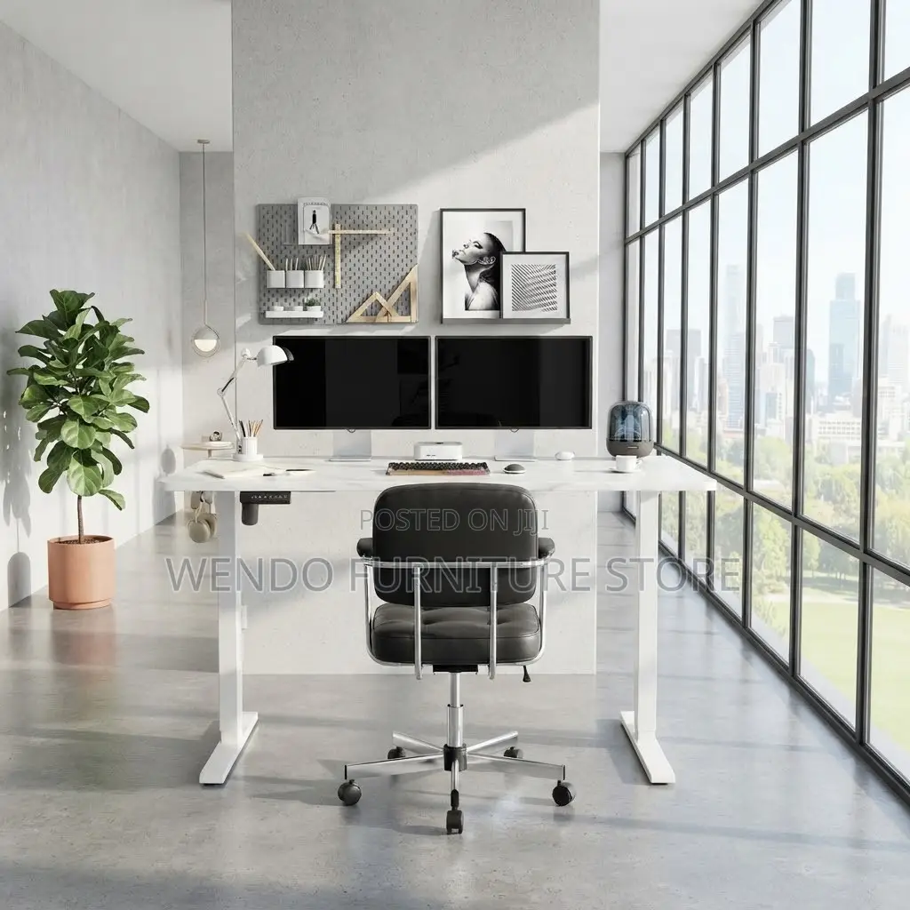 Office Desk; 1600MM Black Stand Height Adjustable Office Gaming Desk