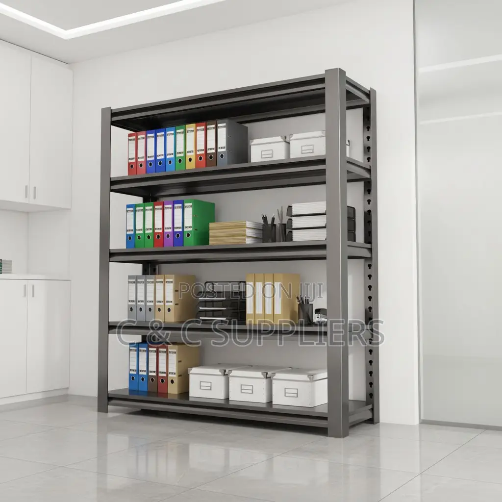 Metallic Adjustable Black Shelving Rack.