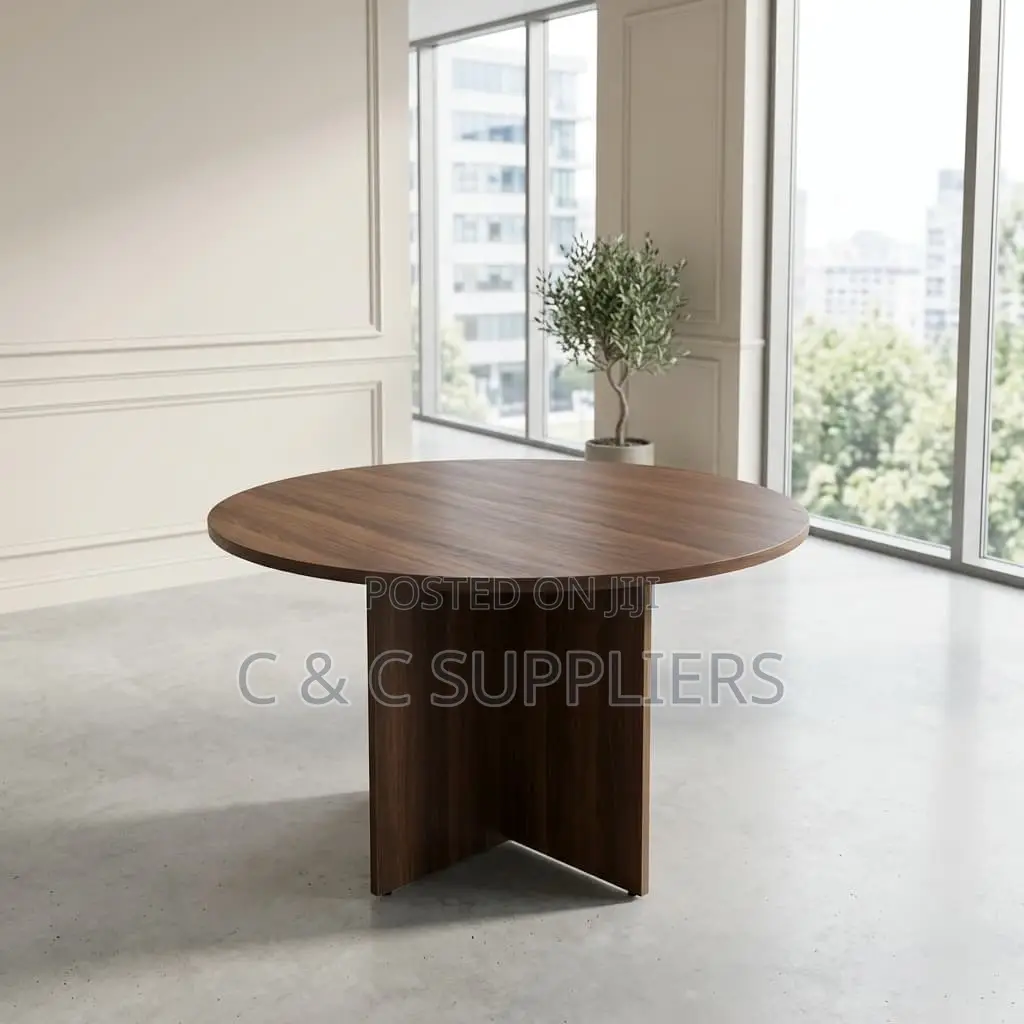 Round Brown Meeting Table.