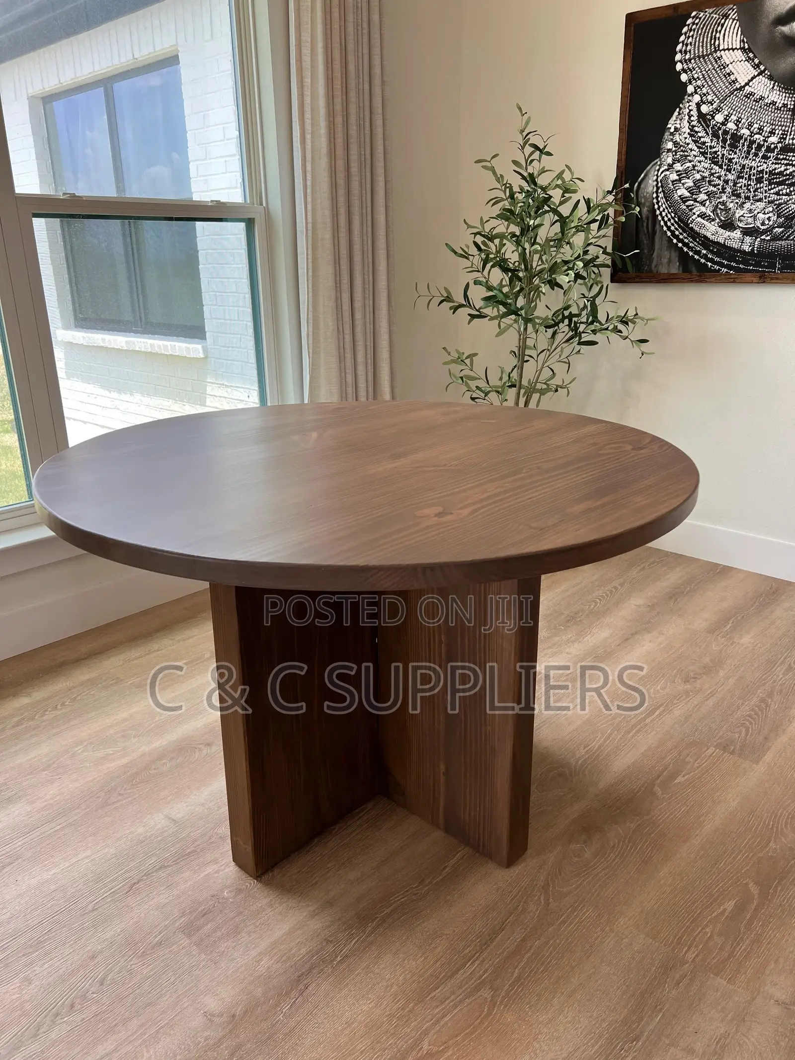 Round Brown Meeting Table.