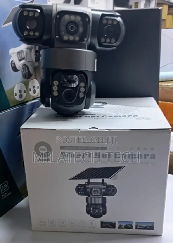 V380 4G Triple Lens Solar CCTV Camera With 360° Coverage