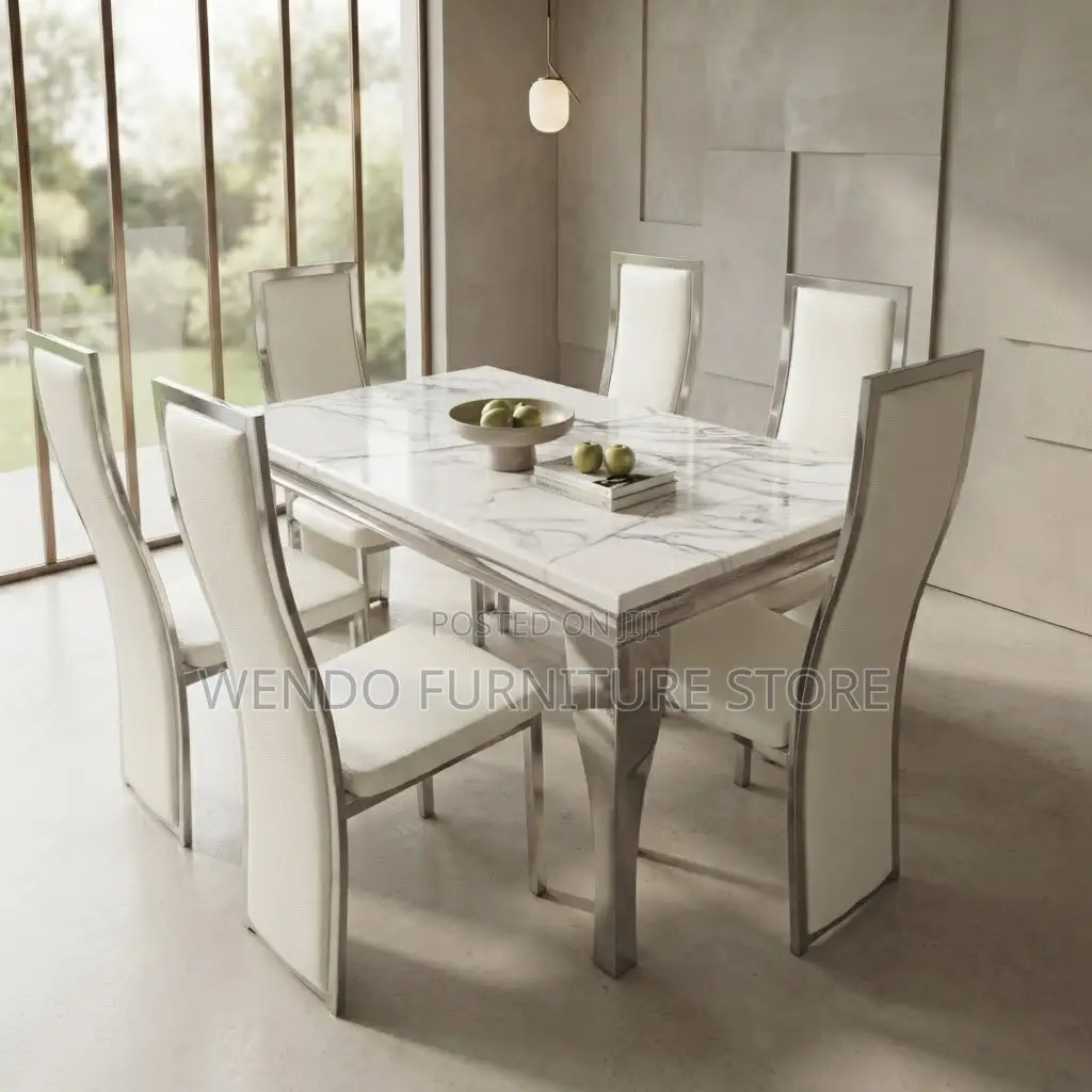 Dining Set; Six Seaters Marble Home Dining Set