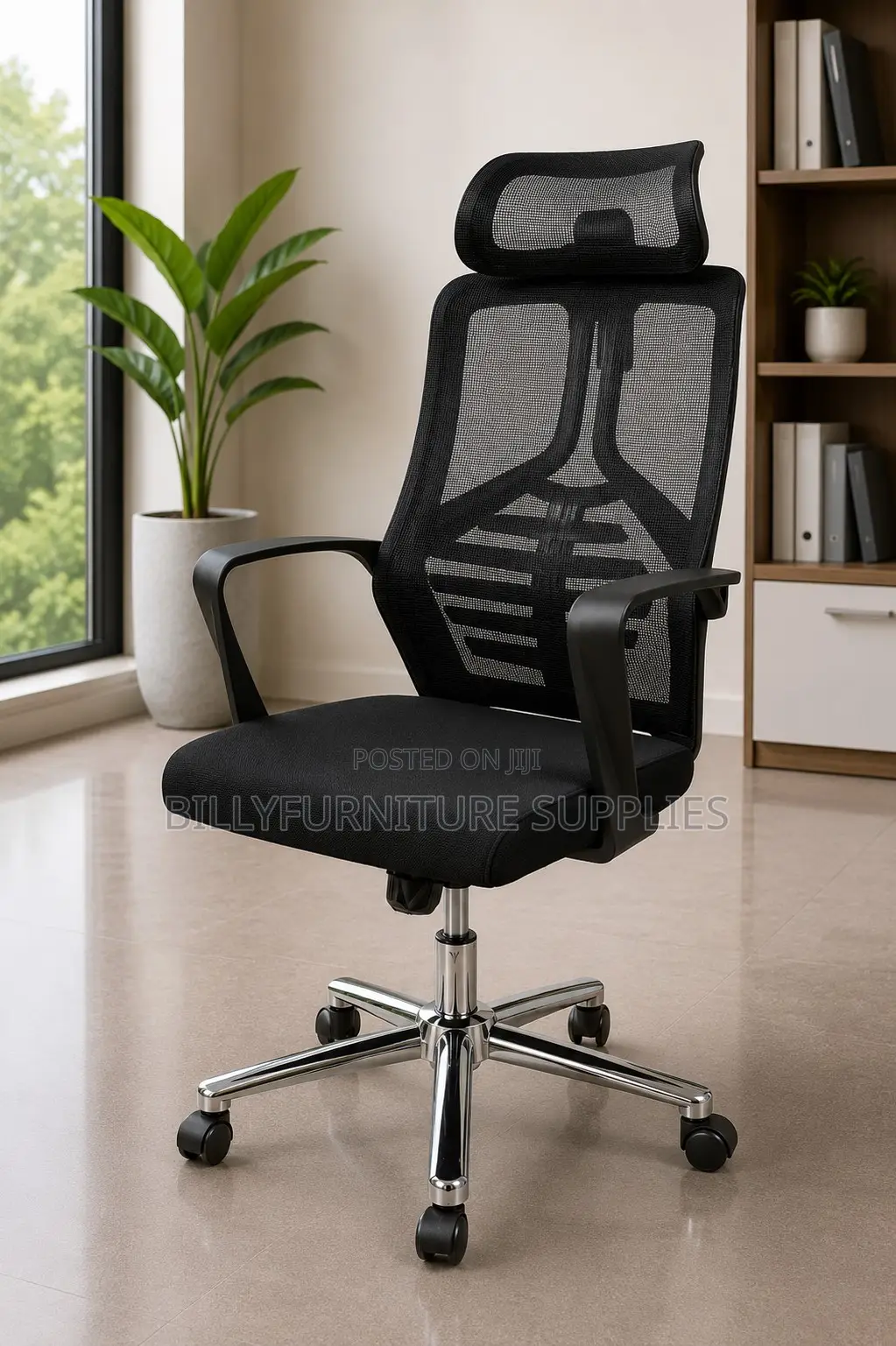 Adjustable Black Executive Computer Mesh Office Chair With Headrest
