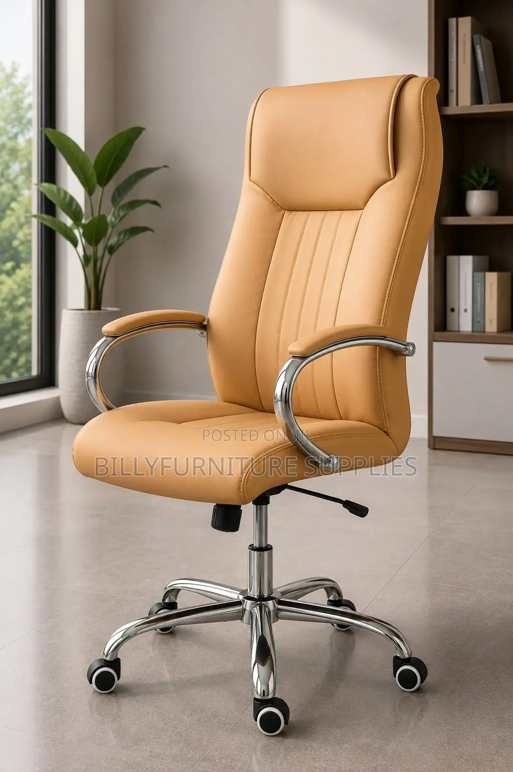 High Back Quilted Leather Swivel Chair