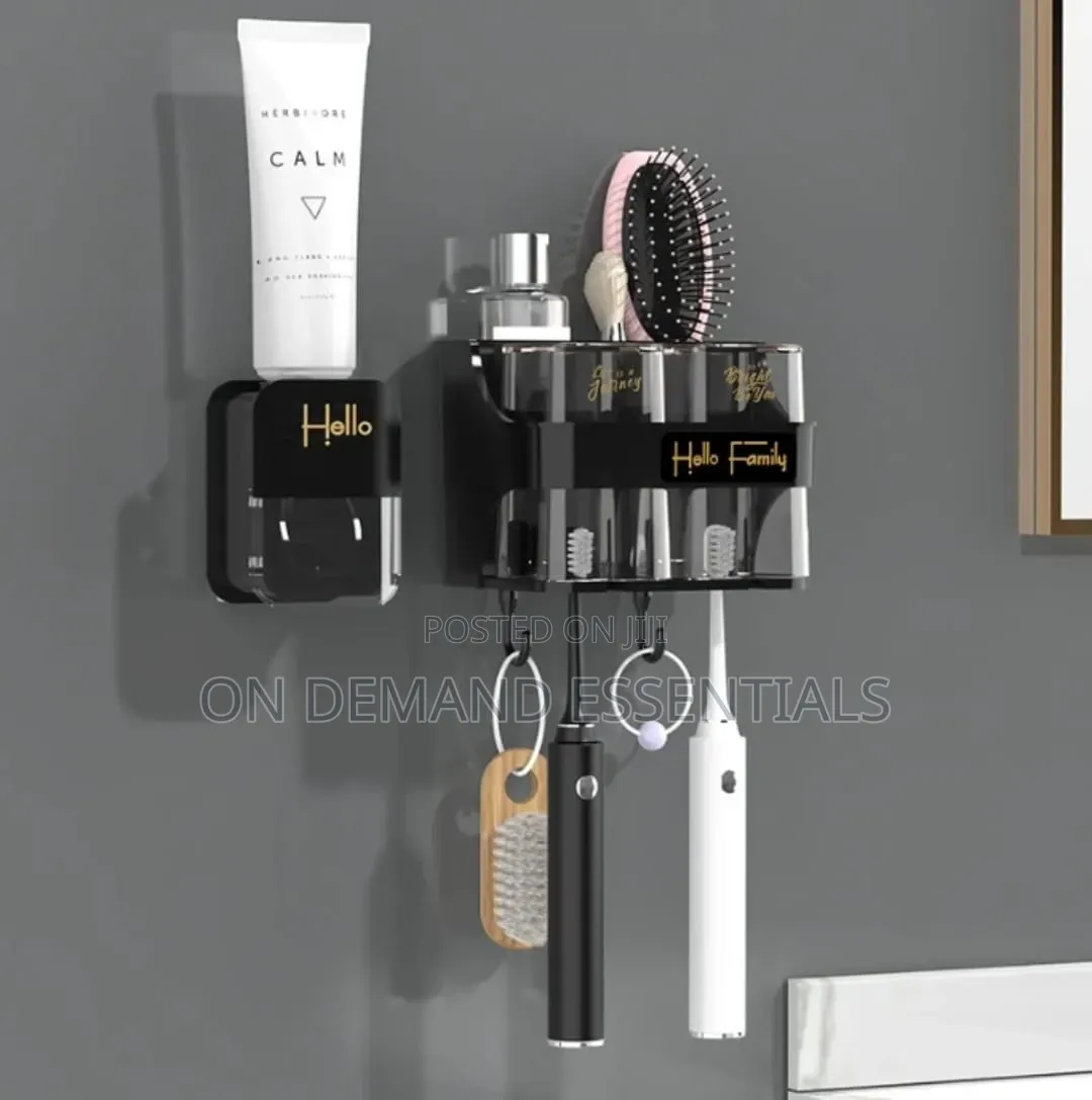 Toothbrush Holder /Toothpaste Dispenser With 4 Cups