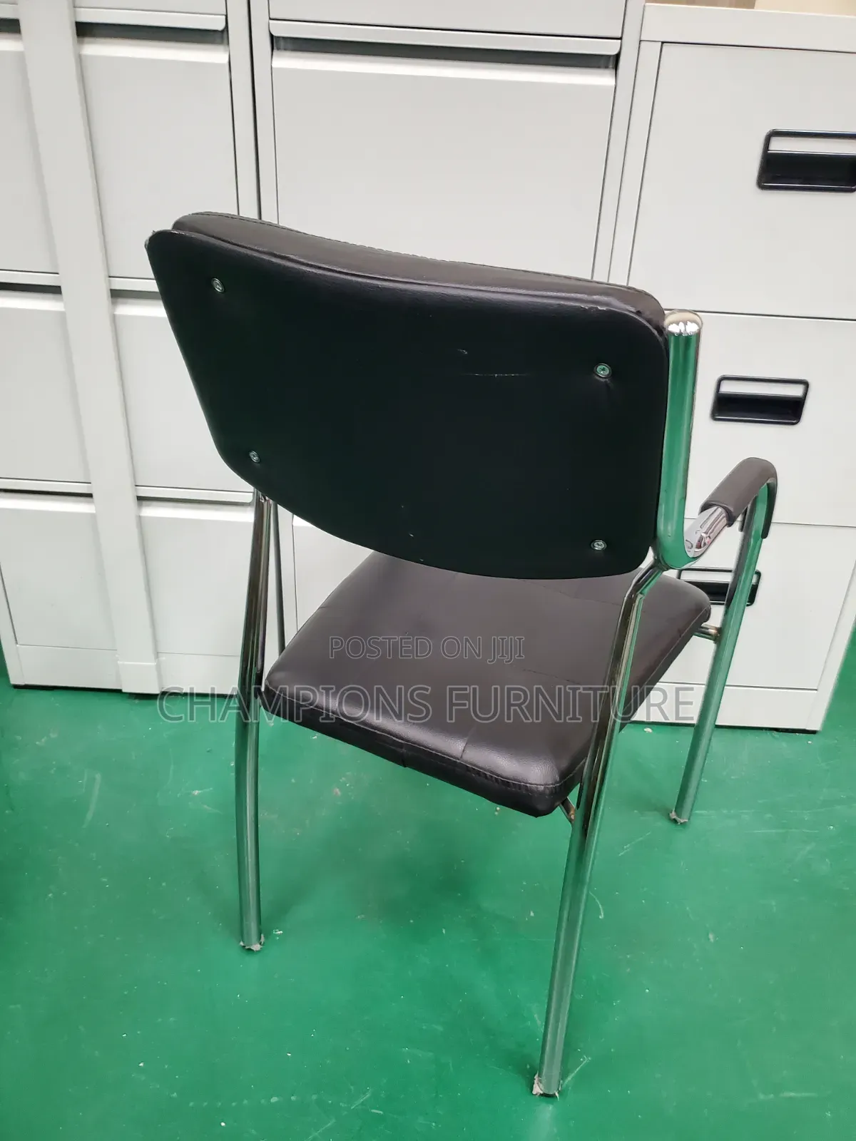 Classic Black Leather Visitors Chair