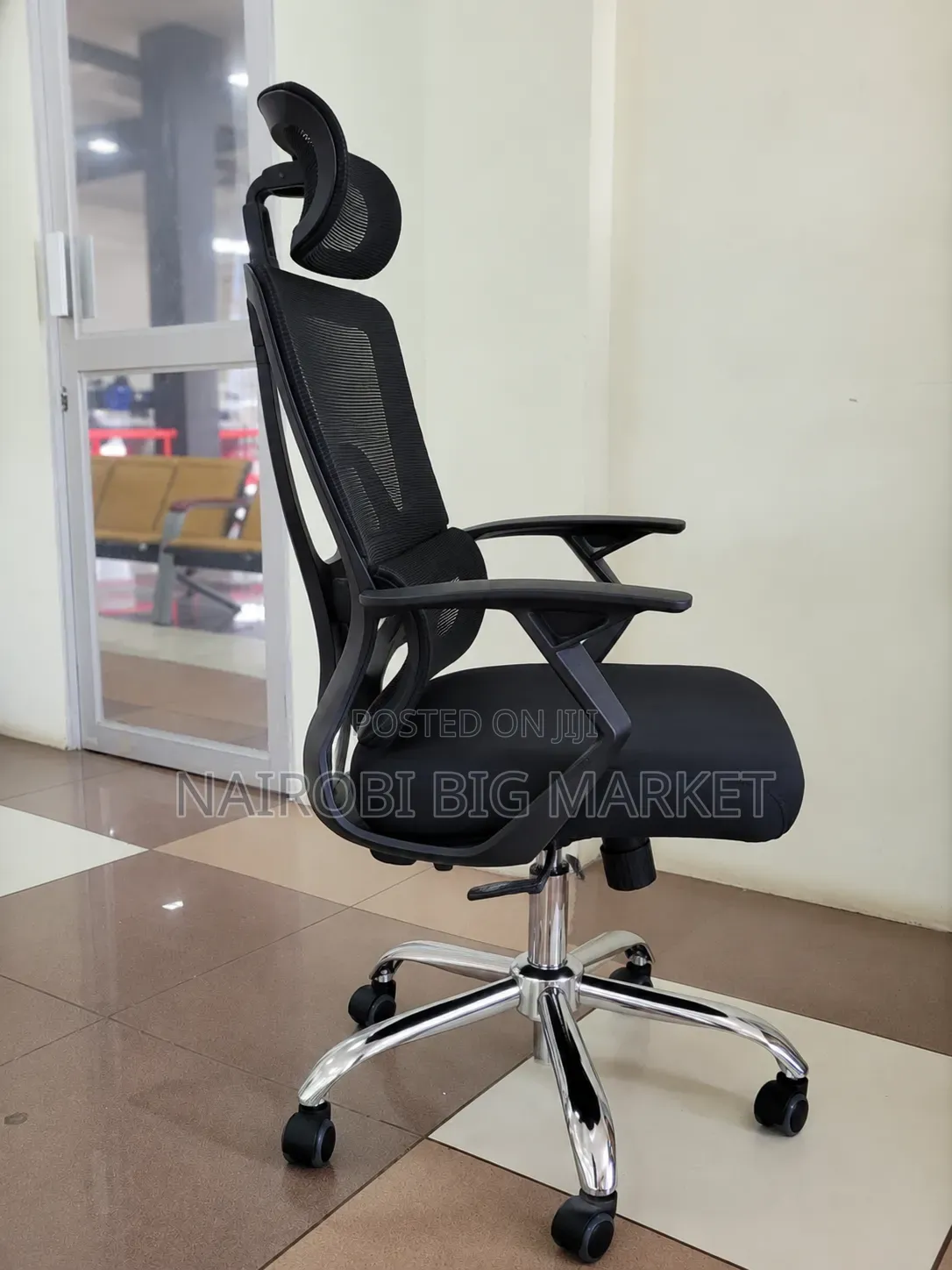 High Back Mesh Office Chair ~ Headrest, Lumbar Support Managerial