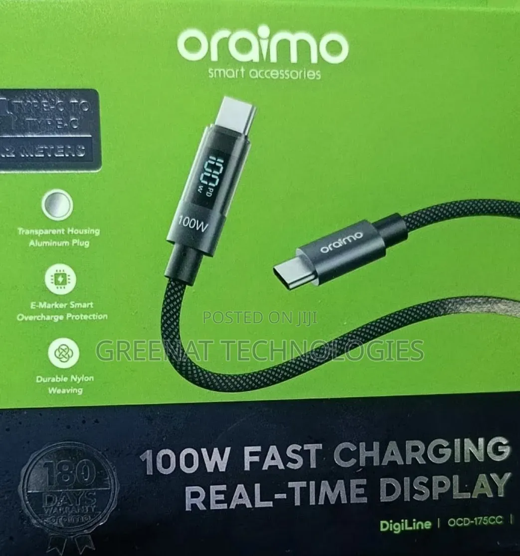 Oraimo DigiLine OCD-175CC 100W Type-C to Type-C Cable
1.2 Meters
