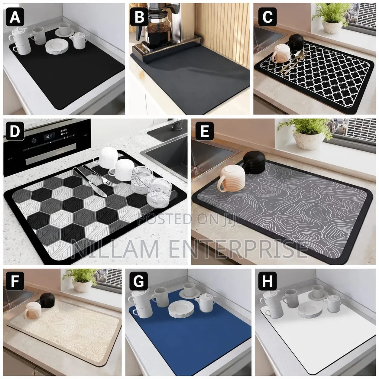 Super Absorbent Nonslip Drain Dish Drying Mat.