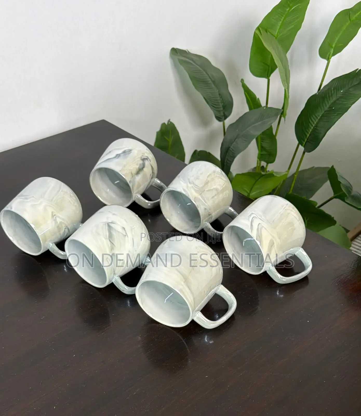 High Quality Pearl Marble Mugs
 (6pcs + Stand)