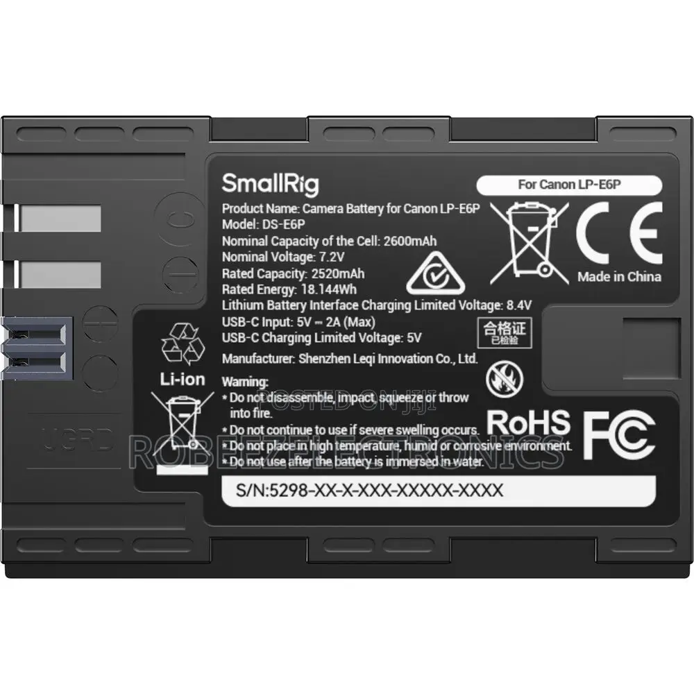 SmallRig LP-E6P USB-C Battery With Power Display (#5298)
