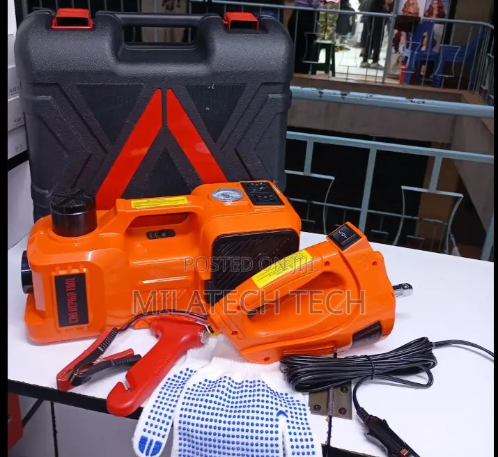 2-in-1 Electric Car Jack and Air Compressor – Portable Car Lift