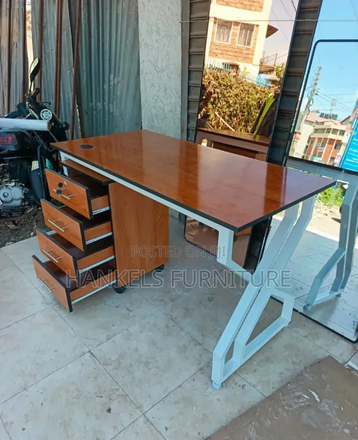 Metallic Office Desk and Drawer
