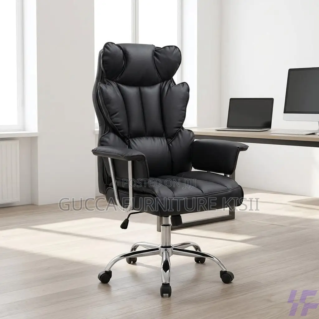 Office Chair; Black Butterfly Leather Office Chair