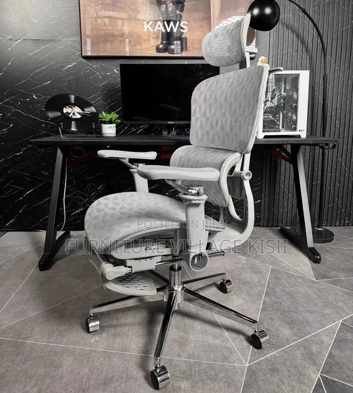 Office Chair: Orthopedic Mesh Chair With Footrest