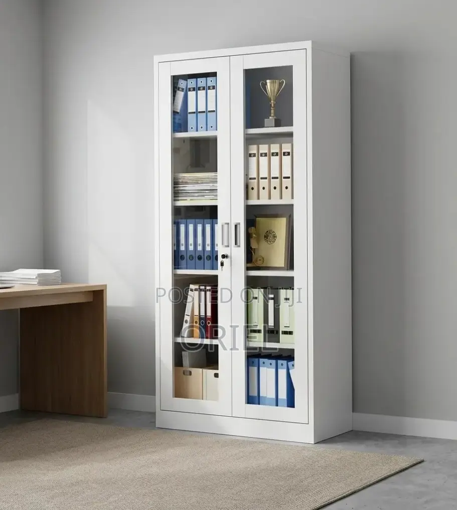 Office Cabinet ; Full 2-Door Glass Filing Office Cabinet