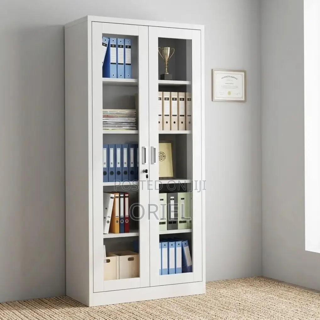 Office Cabinet ; Full 2-Door Glass Filing Office Cabinet