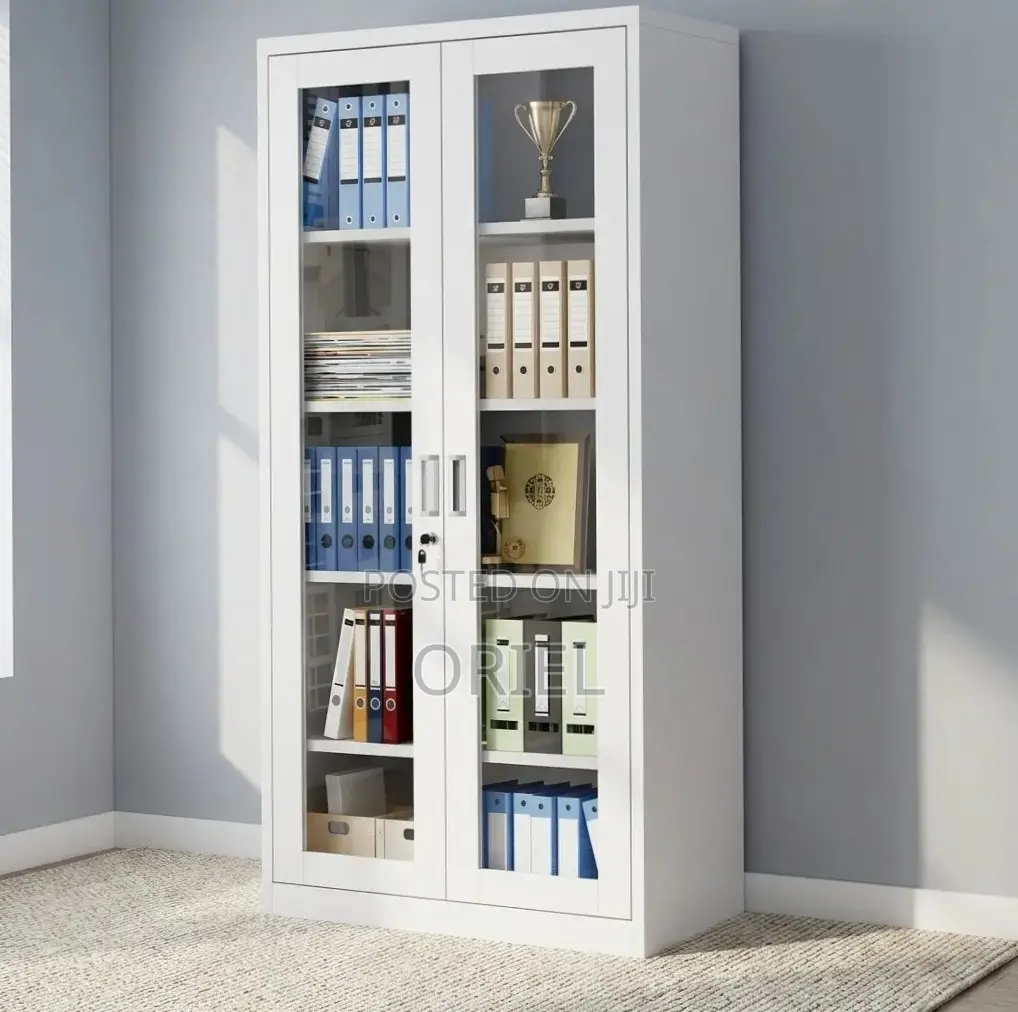Office Cabinet ; Full 2-Door Glass Filing Office Cabinet