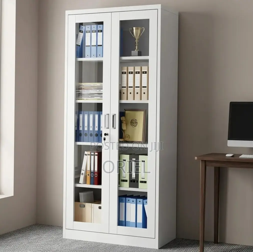 Office Cabinet ; Full 2-Door Glass Filing Office Cabinet