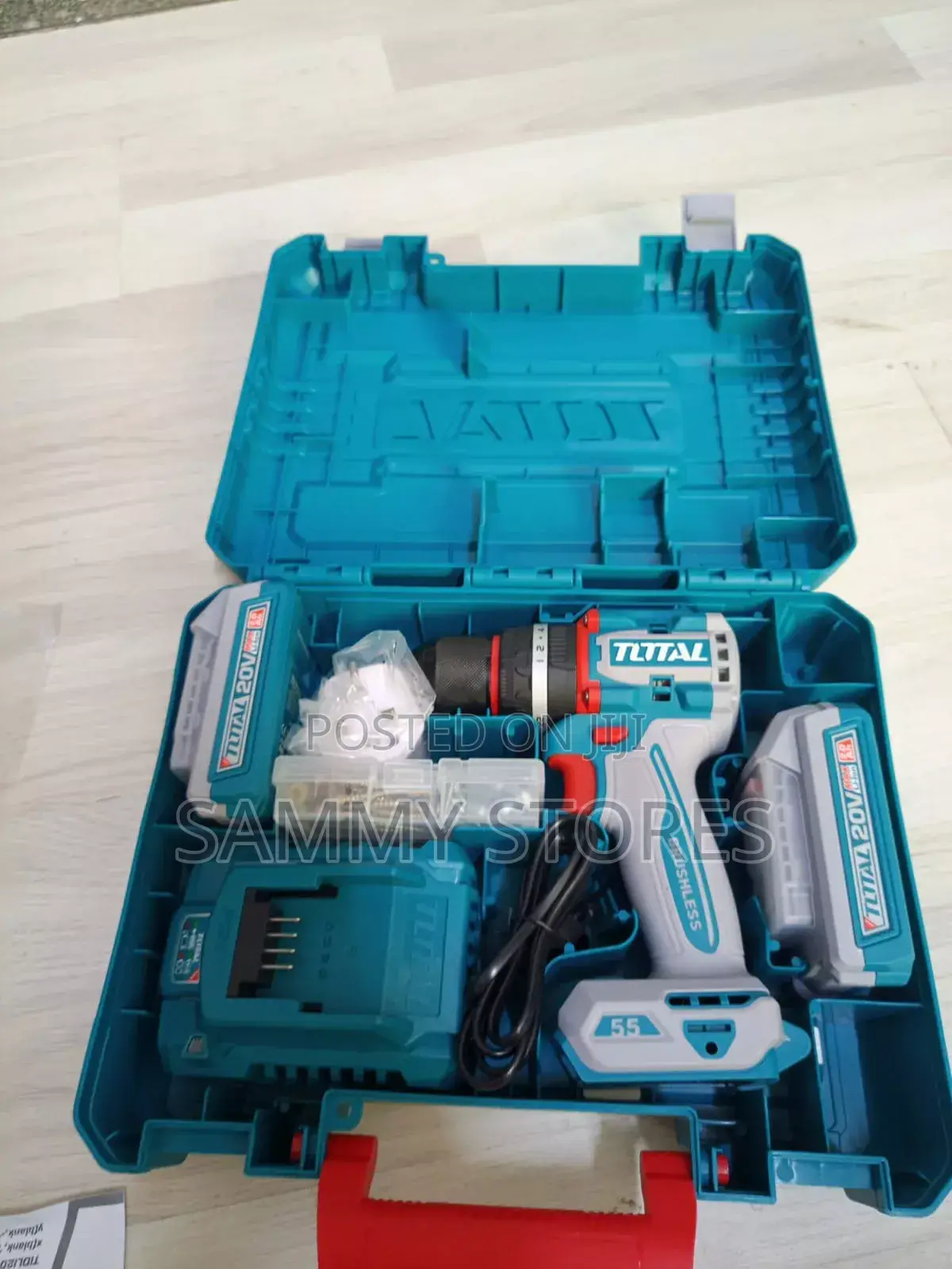 TOTAL 20V Cordless Power – Brushless Motor, 2 Batteries Accessories