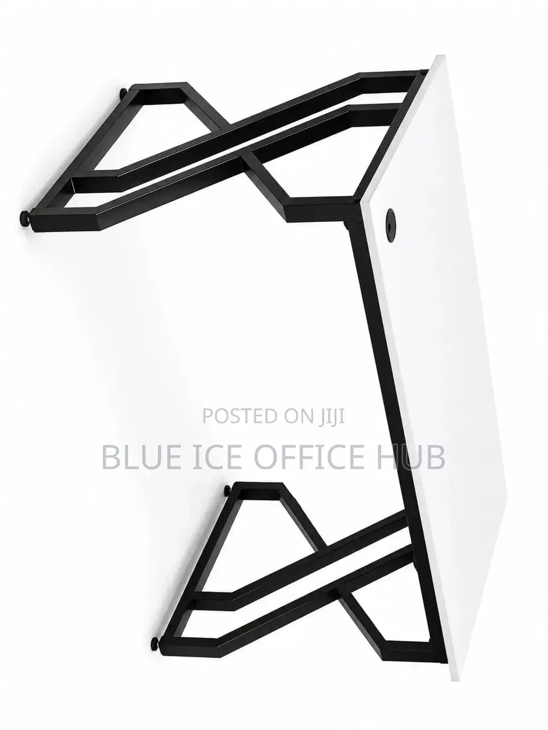 Modern Office Desk With White Top Black Z-Frame Legs