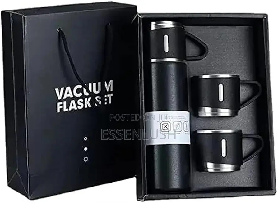Premium 500ml Vacuum Flask Gift Set (Includes 3 Cups)