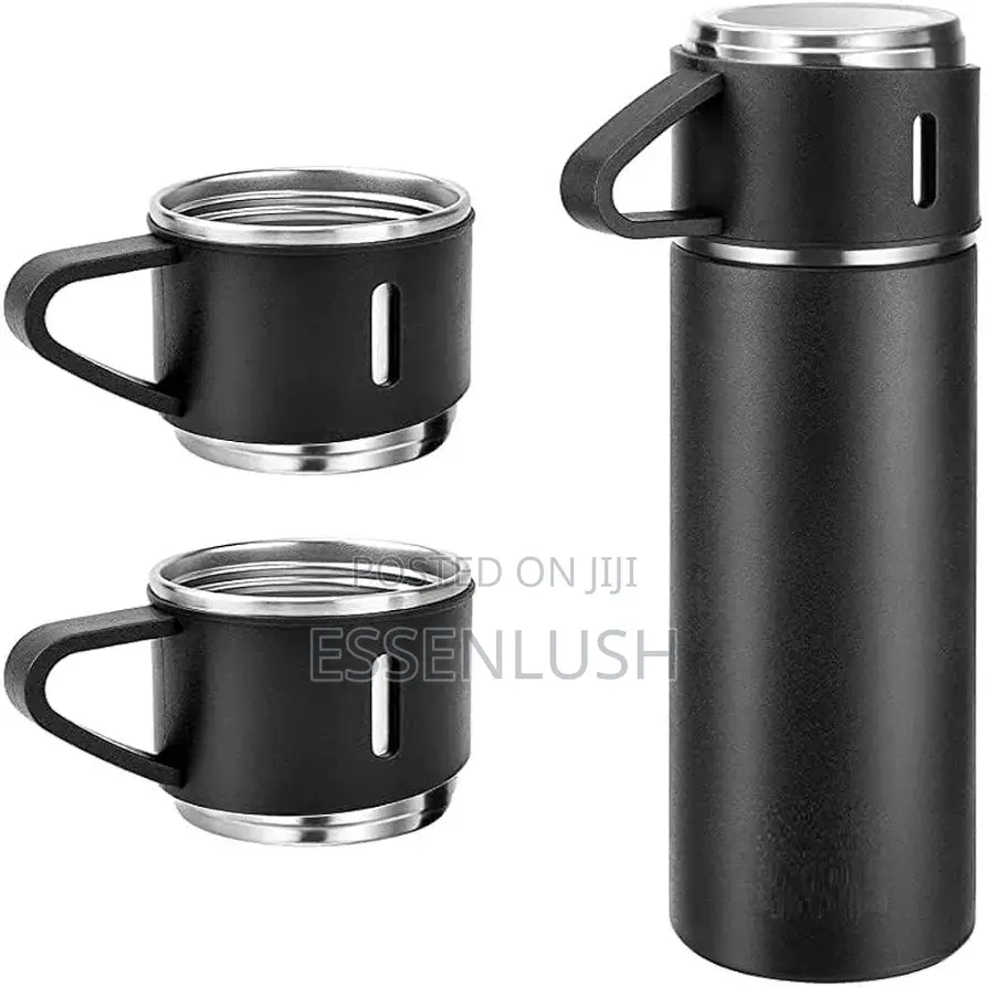 Premium 500ml Vacuum Flask Gift Set (Includes 3 Cups)