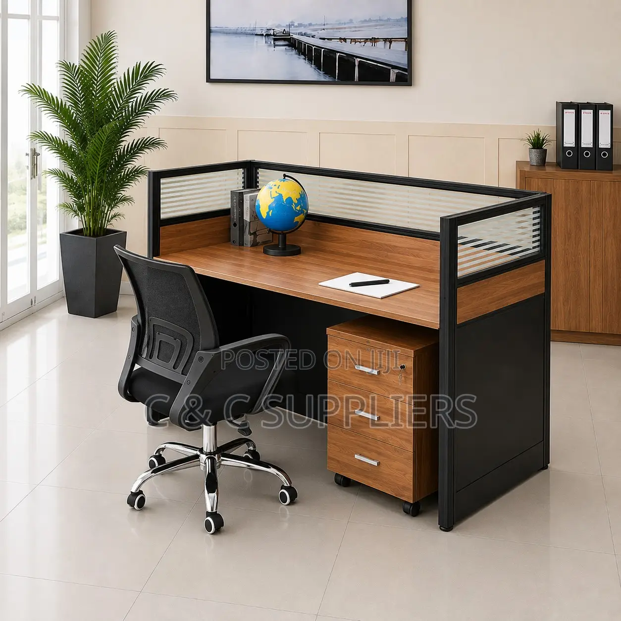 Brown Single User Office Workstation Desk.
