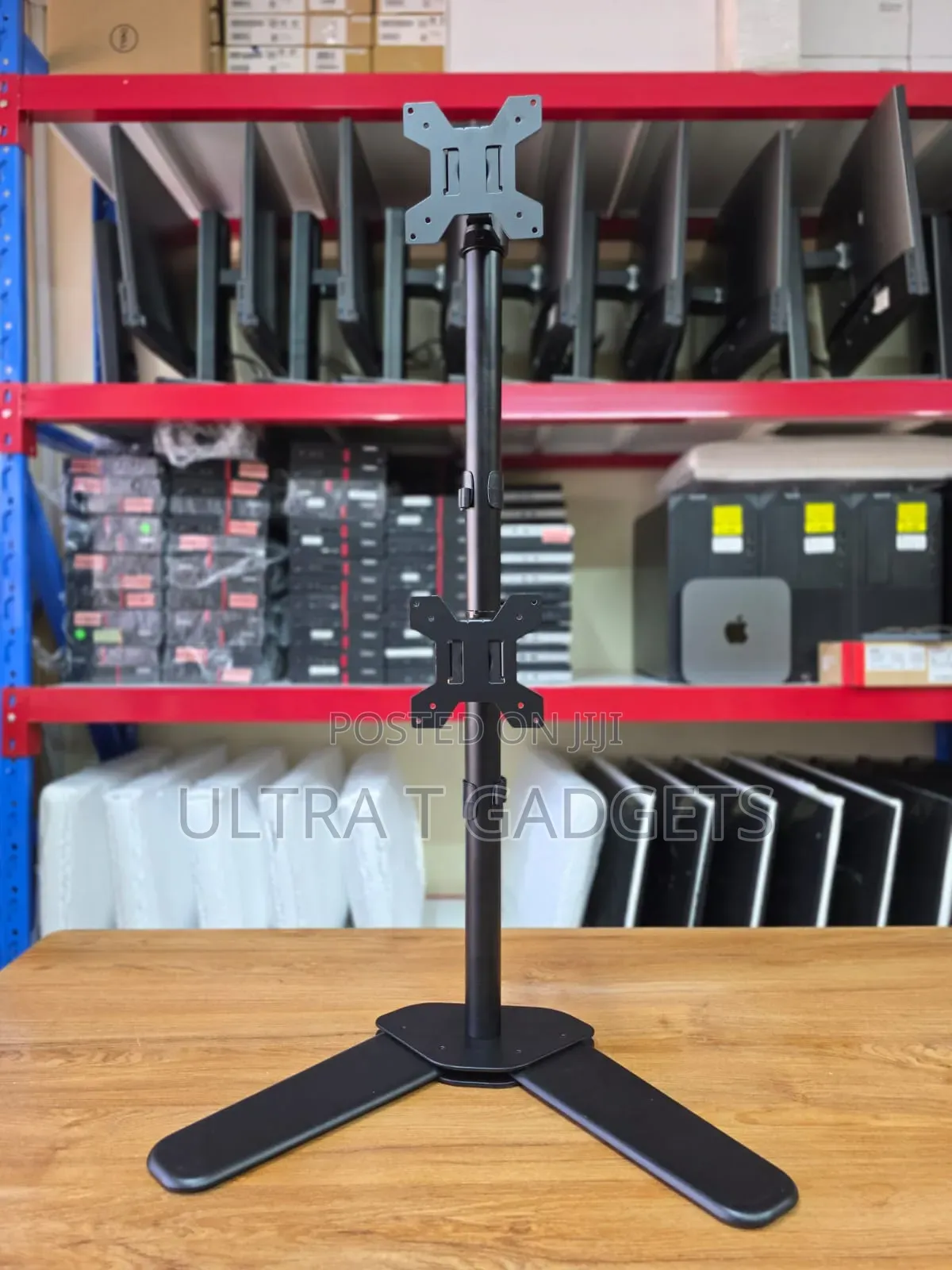 Title: Dual Vertical Monitor Stand – Heavy Duty Space Saving