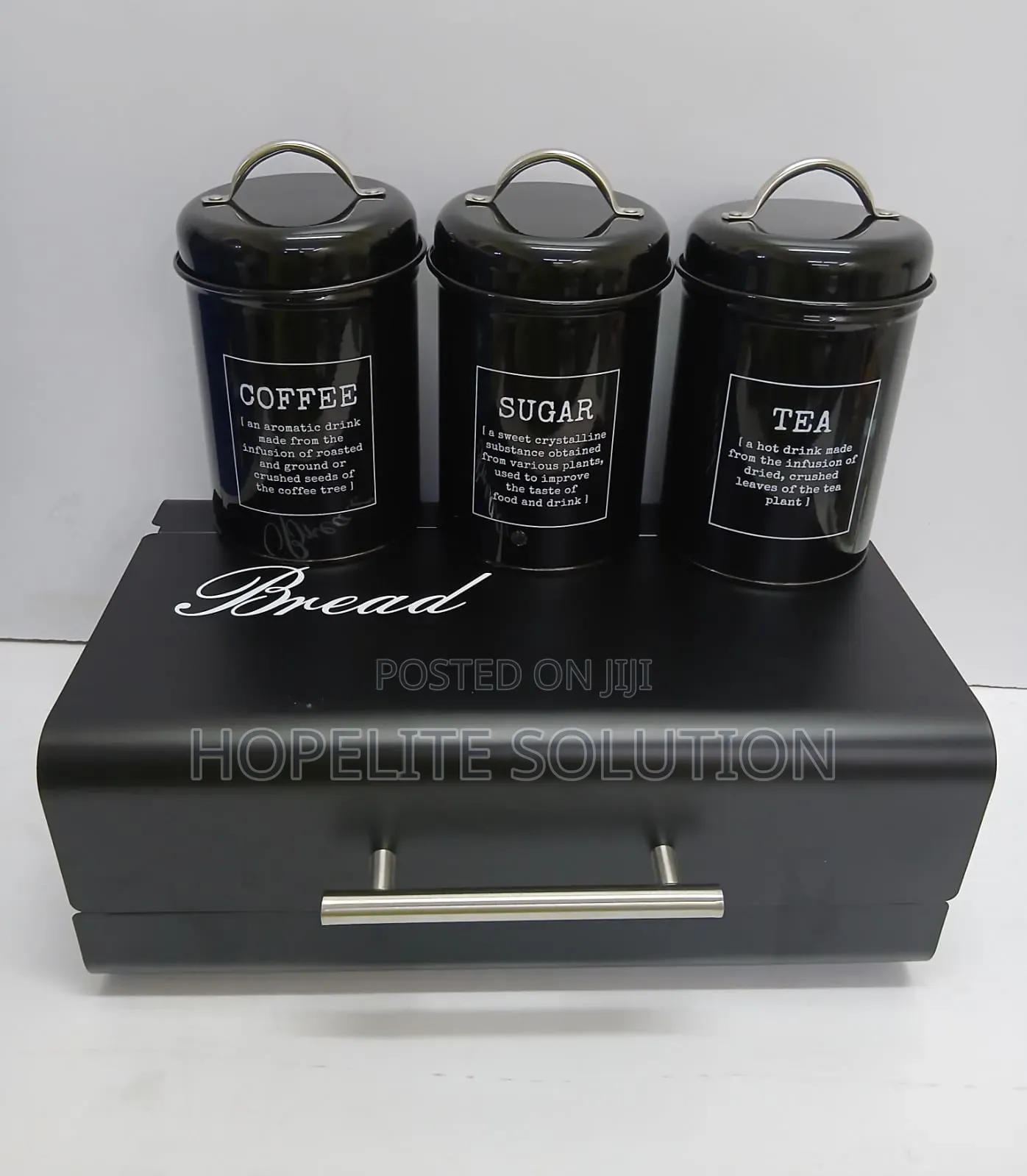 Unique and Elegant Bread Storage Bin With 3pcs Canisters