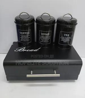 Unique and Elegant Bread Storage Bin With 3pcs Canisters