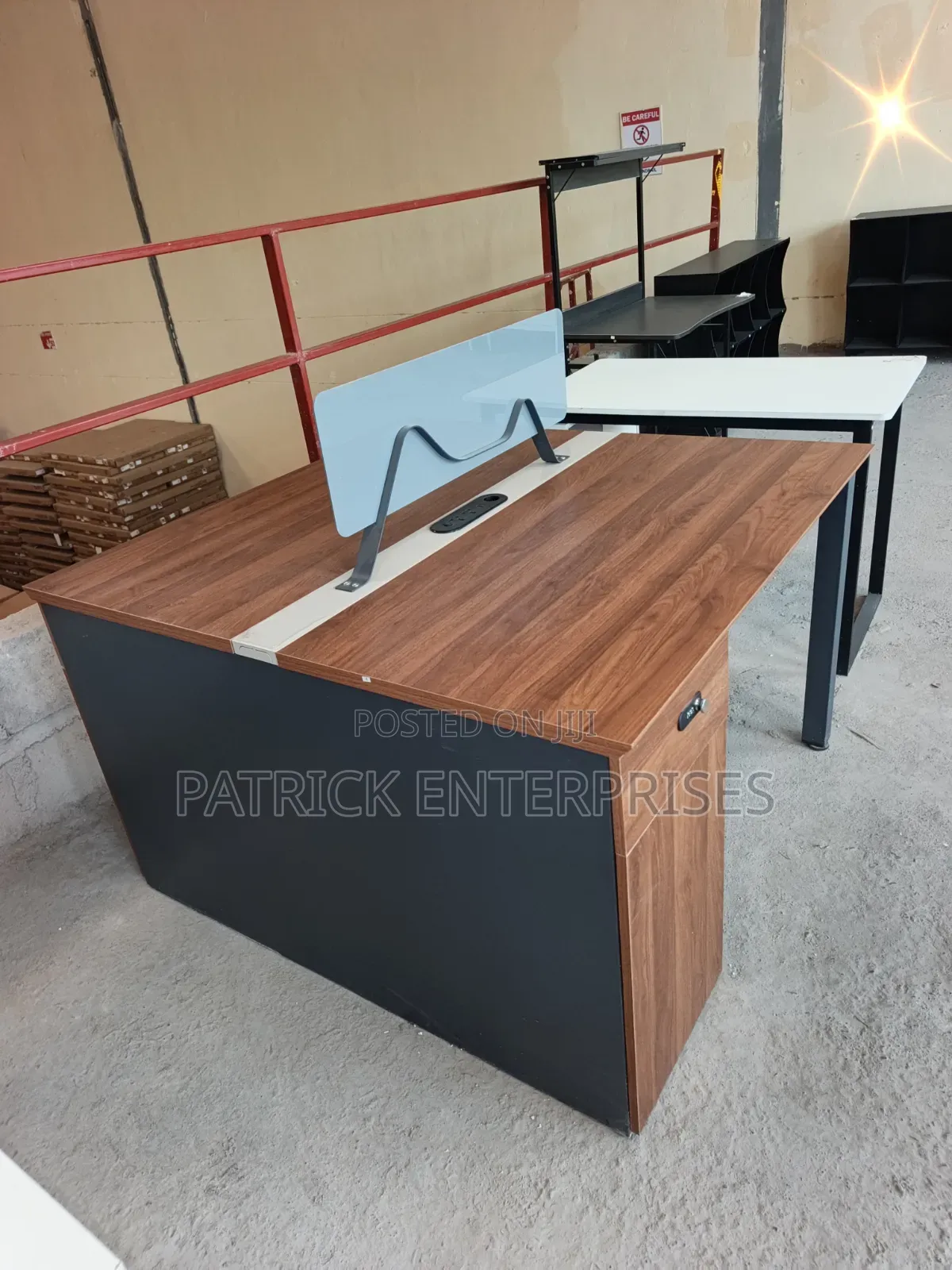 Imported Modern Two Way Workstation Dark Walnut and Gray Color