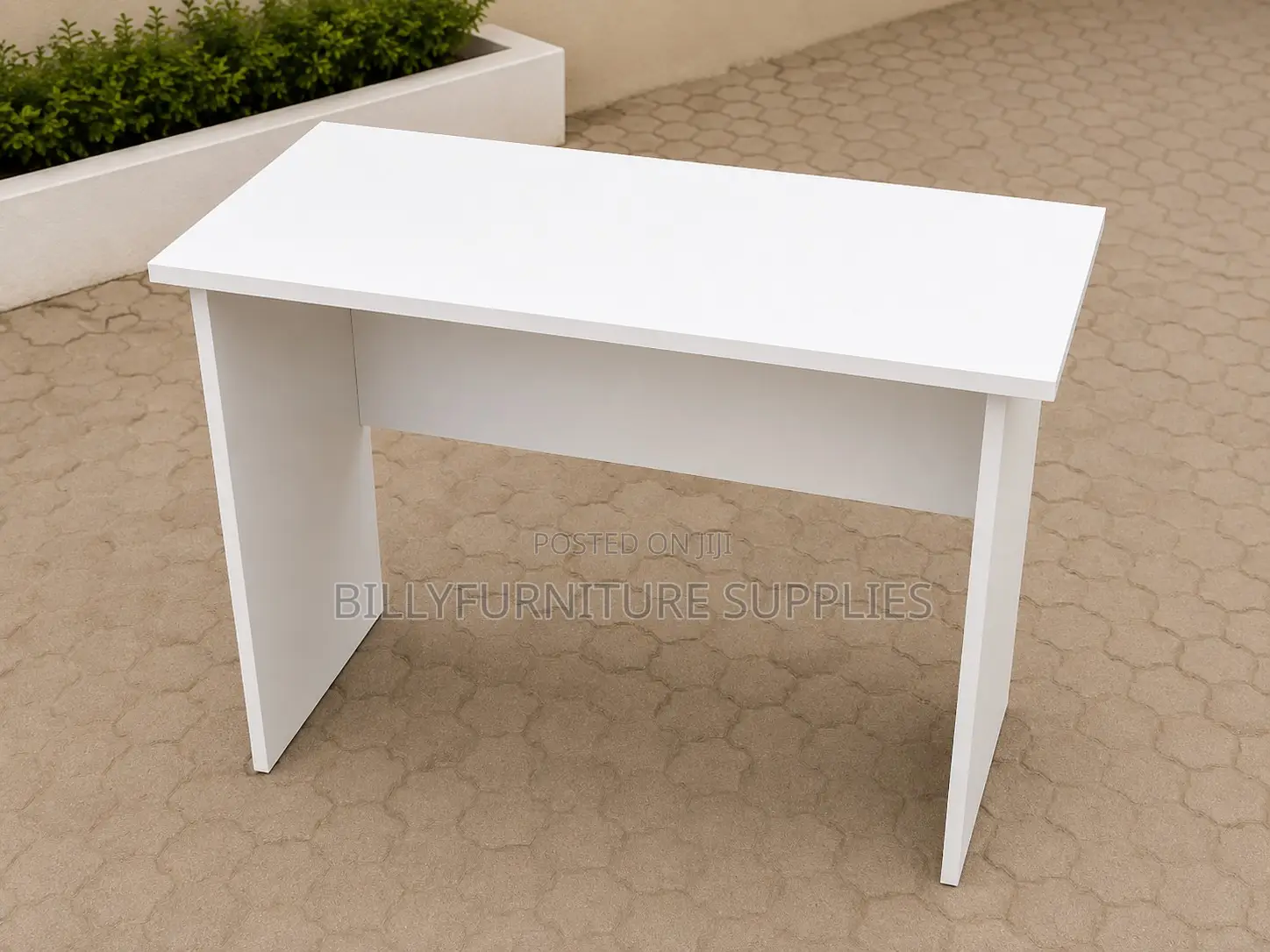 White Study Desk Without Drawers for Home and Office
