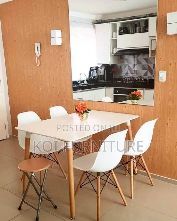 Dining Set; 4-Seater White Eames Dining Set