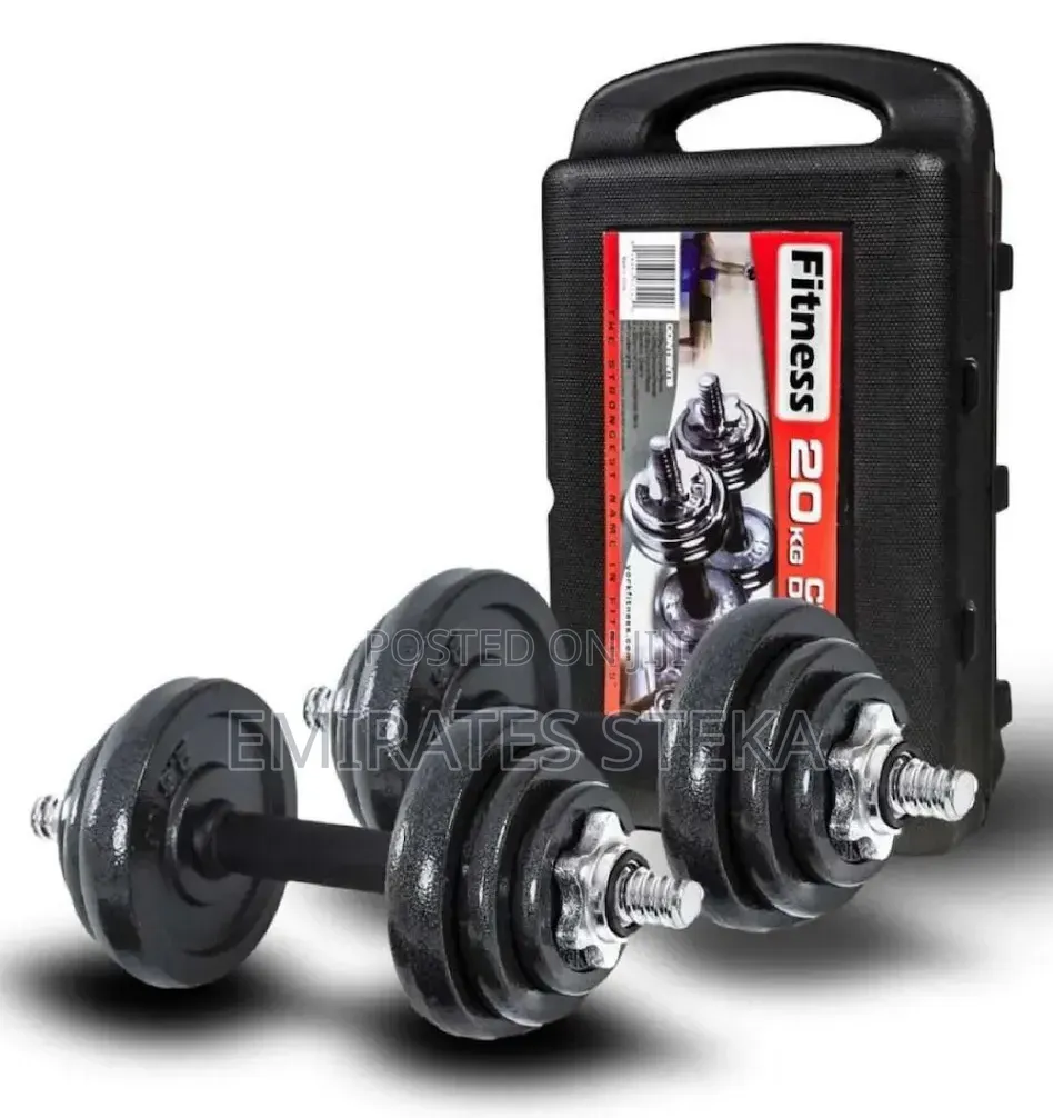 20kg Adjustable Dumbell Two Barbell Weight Set With Case