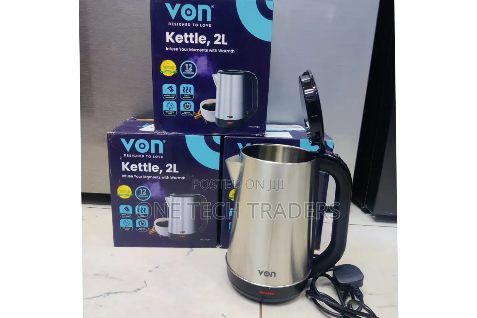 Von Cordless Kettle  StainlessSteel 2LITRES
