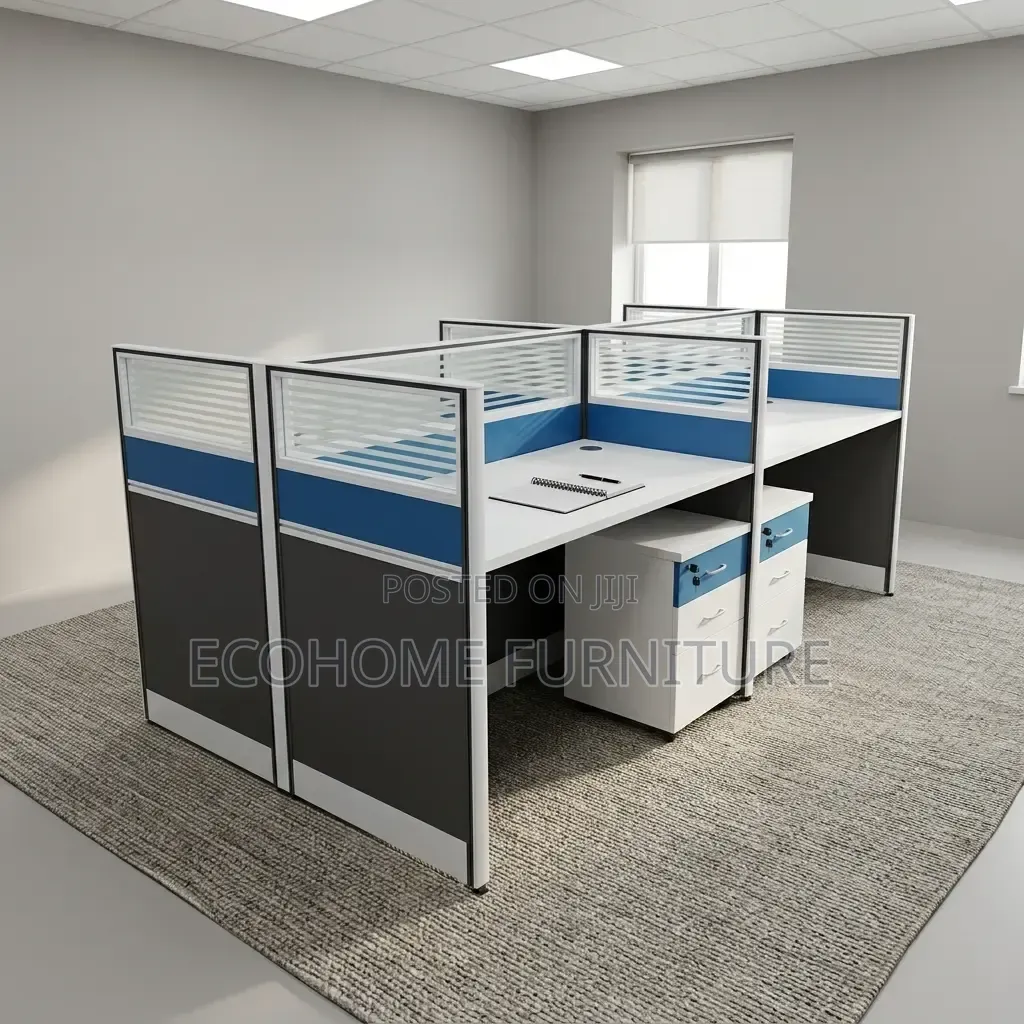Office Workstation – 4 Seater Partitioned Staff Workstation