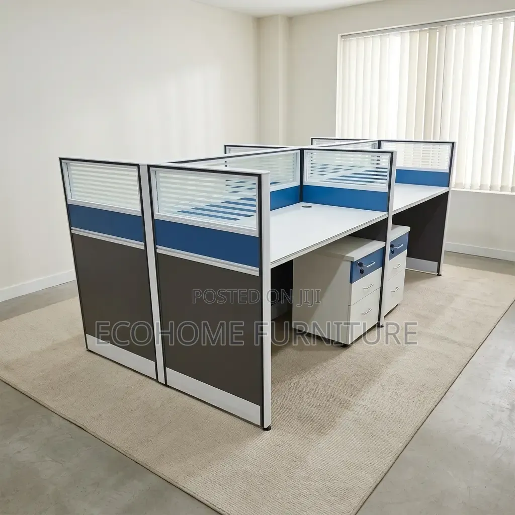 Office Workstation – 4 Seater Partitioned Staff Workstation