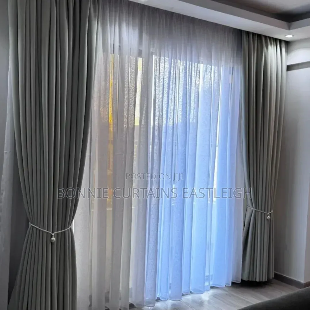 Grey Curtains and Blige With Hooks