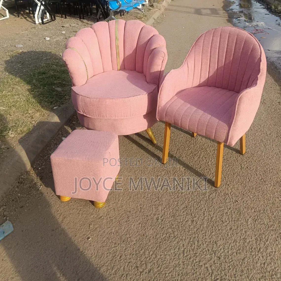 Manicure Seat, Pouf and a Pedicure Seat, Baby Pink 