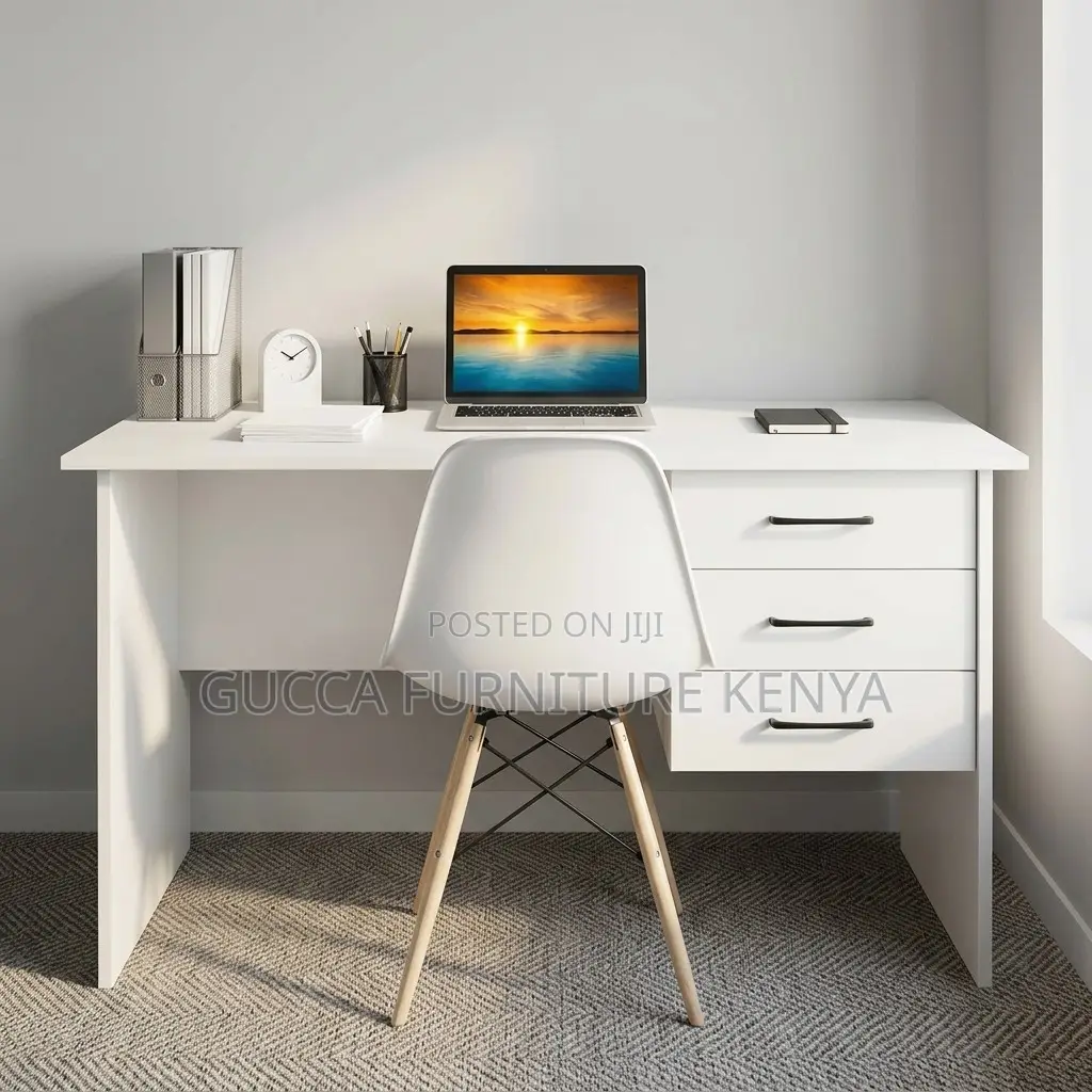 White 1-Meter Study Desk